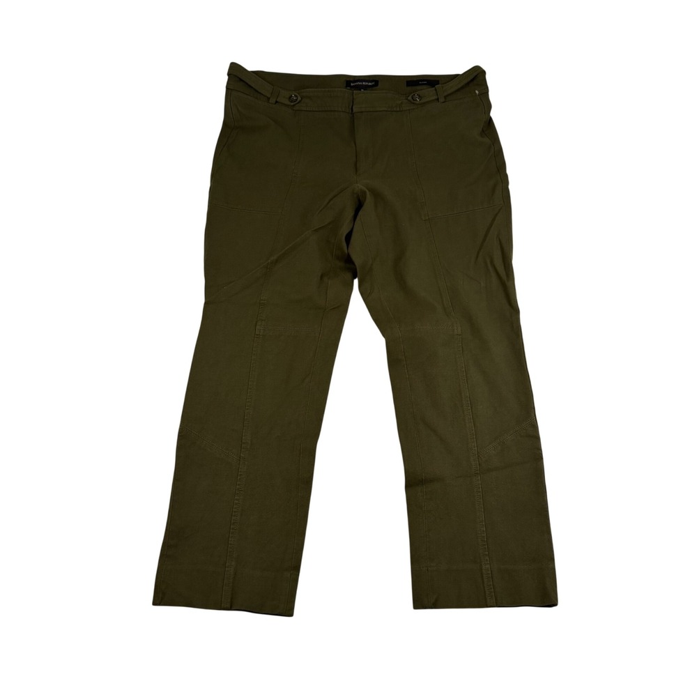 Banana Republic Sloan Olive Green Straight Leg Pants Womens 14 Mid Rise Stretch